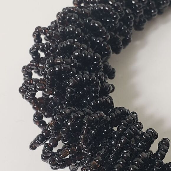 Black SEED BEAD Elaborate Beaded Necklace - Picture 4 of 9